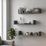 TopMebel Комплект от 3 стенни рафта Dark TopMebel от меламин в антрацит 60x15x12cm