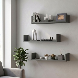 TopMebel Комплект от 3 стенни рафта Dark TopMebel от меламин в антрацит 60x15x12cm
