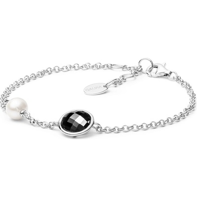 Gaura Pearls stříbrný s perlou a zirkonem Ella Black SK19240B černá bílá