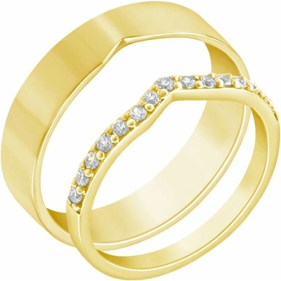 Eppi zlatý eternity prsten s diamanty a pánský plochý prsten Marveille RW41069