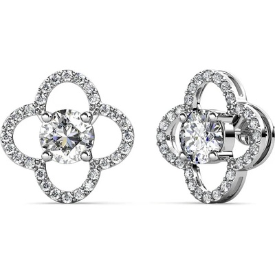 Royal Fashion stříbrné pozlacené náušnice s drahokamem moissanitem ME010