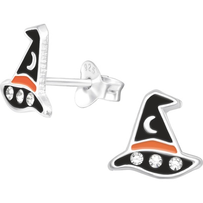Majya Strieborné náušnice čarodejnícky KLOBÚK 10721