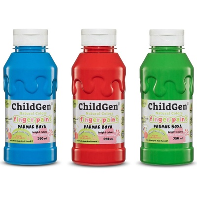 ChildGen umývatelné prstové farby modrá zelená červená 3 x 350 ml