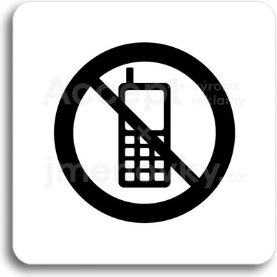 ACCEPT Piktogram zákaz telefonování - bílá tabulka - černý tisk bez rámečku