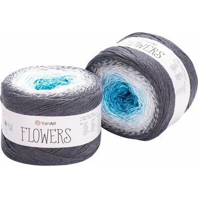 Yarn Art Flowers 251 Grey White Blue Pletacia priadza