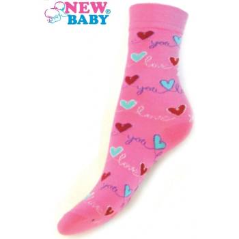 NEW BABY Dětské bavlněné ponožky růžové love you růžové