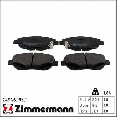 Sada brzdových destiček, kotoučová brzda ZIMMERMANN 24946.195.1 24946.195.1
