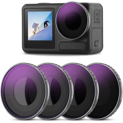 NEEWER ND/CPL filter set compatible with DJI Osmo Action 4/Action 5 Pro (pack of 4), screw-on ND8/PL+ND16/PL+ND32/PL+ND64/PL polarizing filter action camera accessories, multi-layer optical HD glass, FL-A14 - 10105204