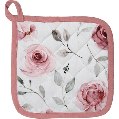 Clayre & Eef bavlnená Chňapka-podložka s ružami Rustic Rose 20 x 20 cm