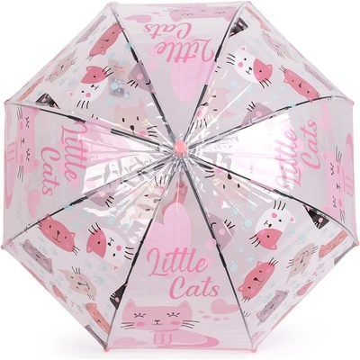 Dětský průhledný vystřelovací deštník kočky růžová sv.