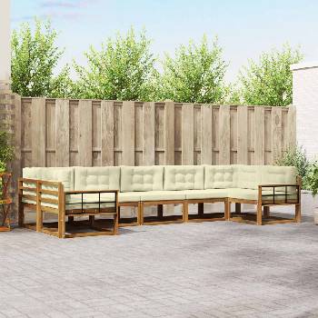 vidaXL Комплект дивани за открито 7 pcs Натурален и Крема (3368113)