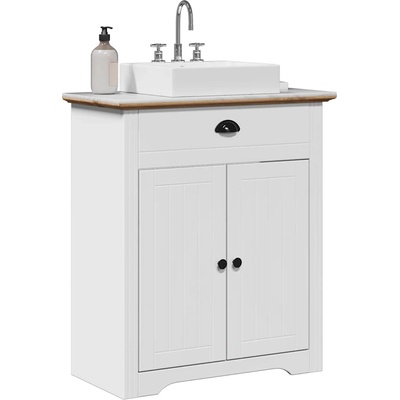 vidaXL Шкаф за мивка за баня BODO бял и кафяв 70x35x80 см (4016864)
