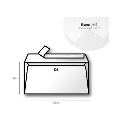 Papírová obálka Pollen DL 110x220mm – Iridescent white