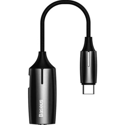 Baseus USB-C Male + 3.5mm Female Adapter L60S - пасивен адаптер USB-C към 3.5 мм аудио изход и USB-C изход за устройства с USB-C порт (черен)