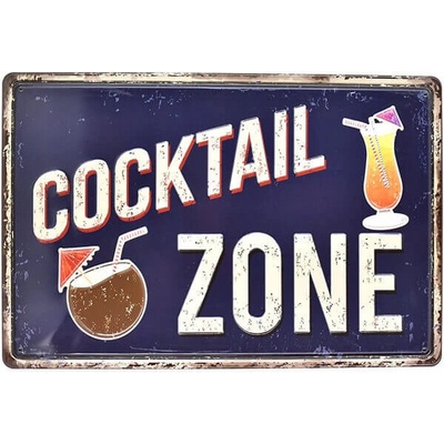 Ceduľa Cocktail Zone Vintage style 30cm x 20cm Plechová tabuľa