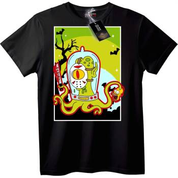 NOONEBRAND Хелоуин Монстър Т-Шърт - 2XL, White