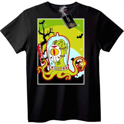 NOONEBRAND Хелоуин Монстър Т-Шърт - 2XL, White