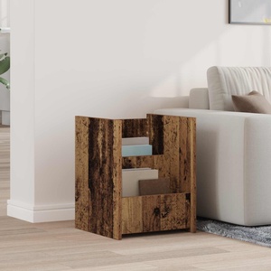 vidaXL Етажерка за списания с рафт Старо дърво 35 x 35 x 45 см (890870)