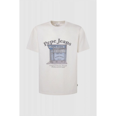 Pepe Jeans bavlněné tričko AGGO s potiskem PM509638 béžová