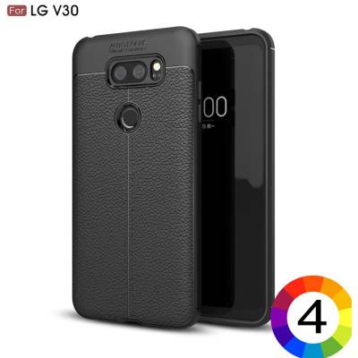 LG V30 Удароустойчив Litchi Skin Калъф и Протектор