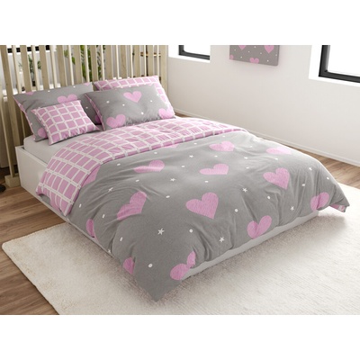 Textilomanie krep obliečky LOVEXA sivé 70x90 140x200