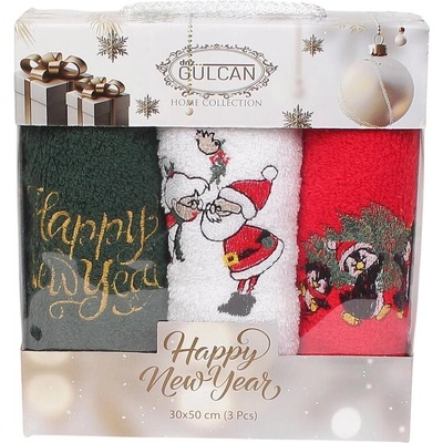 Коледни хавлиени кърпи в зелено, бяло и червено