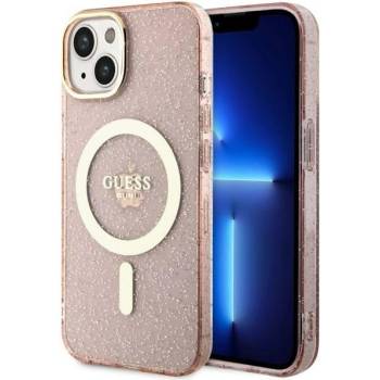 GUESS Кейс Guess GUHMP14MHCMCGP за iPhone 14 Plus 6.7"", розов / розов, твърд, Glitter Gold MagSafe (GUE002749-0)