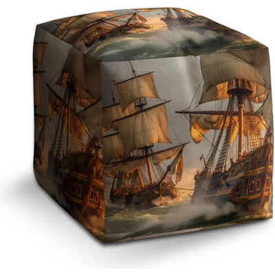 Sablio Taburet Kocka Plachetnice ve vlnách - 60x60x60 cm