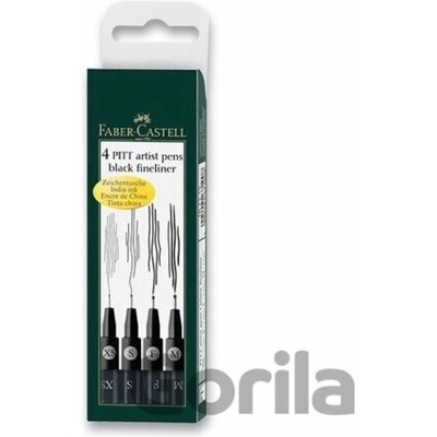Faber-Castell 167115 Pitt Artist Pen 4 ks XS S F M čierna