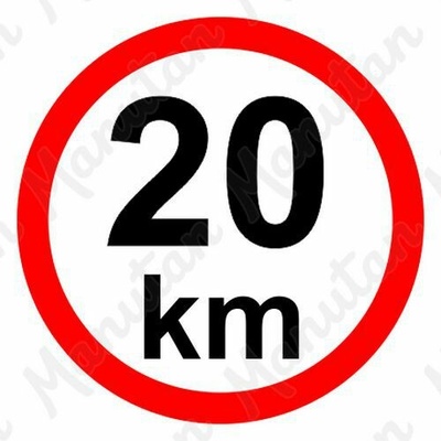 Omezení rychlosti 20 km/h, samolepka D 150 mm