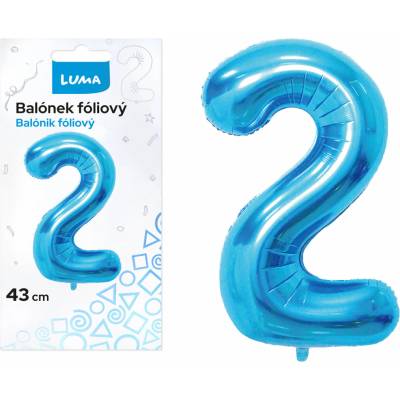 LUMA Trading Balónek fóliový č. 2 Modrý 43 cm
