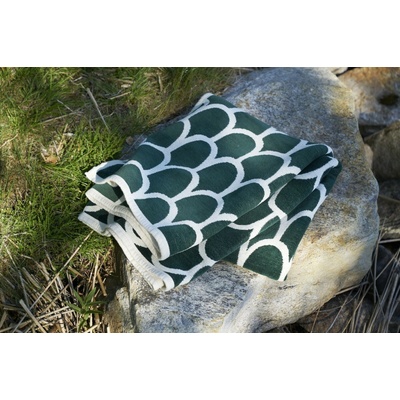 Klippan Švédsko bavlna deka chenille Feathers green 140x180