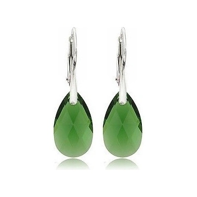 Swarovski Elements Pear krystal stříbrné visací zelené slzičky kapky 51056.3 Dark Moss Green zelená