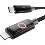 AVAX CB650 PULSEY 0, 5m 27W USB-C - Lightning сив оплетен кабел за бързо зареждане с LED AVAX_CB650 (AVAX_CB650)