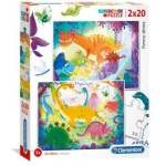 Clementoni Set Duo, Clementoni, Supercolor, Funny Dinos, Puzzle, Unisex, 3+ years, 2 x 20 pcs
