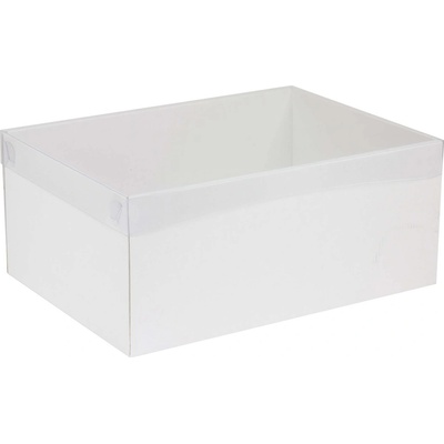 Darčeková krabica s priehľadným vekom 350x250x150/35 mm, biela