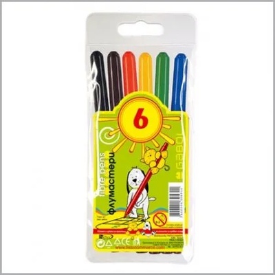 Gabol - Творчески комплект флумастери - 6 цвята (9605)