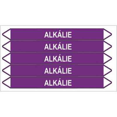 Značení potrubí, alkálie, 5 ks, 150 × 12 mm PZ 007112