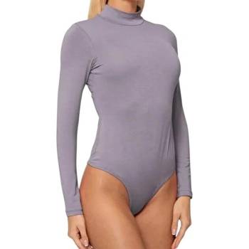 Сиво дамско боди с дълъг ръкав