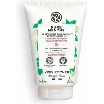 Image 1 of Yves Rocher Pure Menthe 3 in 1 - Продукт за несъвършена кожа за почистване, скраб и против черни точки 3в1