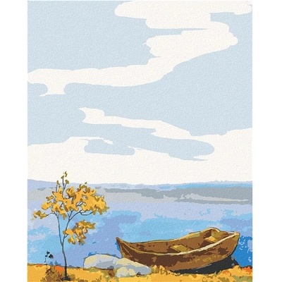 zuty Malování Podle Čísel Loďka U Břehu 40 x 50 Cm Plátno