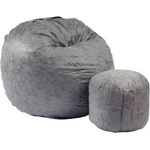 PUFRELAX Комплект, Барбарон с табуретка за крака 900л. , King Size XL - Smoke Grey, Перящ се калъф, Трансформира се в легло, Пълнеж с микс от мемори пяна и дунапрен, Гама Premium (PUF-M-KOXL-PT-MNGRE) - topmar