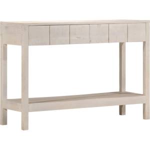 vidaXL Конзолна маса, бяла, 110x35x75 cм, мангово дърво масив (4009375)
