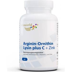 vitaworld Arginin-Ornithin-Lysin + C + Zink / Аргинин-Орнитин-Лизин + Витамин C + Цинк, 60 капсули (07296937 VW)