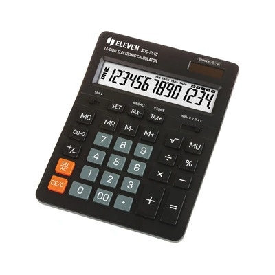 Eleven kalkulačka SDC554S, černá, stolní, čtrnáctimístná, duální napáj, ení