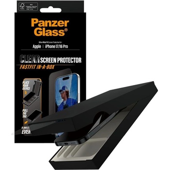 Panzer Стъклен протектор PanzerGlass - Clear, Fastfit in-a-box, iPhone 17/16 Pro, прозрачен (5715685026676)