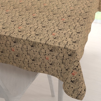 Biante Dekorační obdélníkový ubrus PML-093 Pes mezi kočkami na hnědobéžovém 80x120 cm