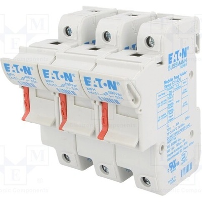 BUSSMANN CH143DU Zásuvka; 14x51mm; na přípojnici DIN; 50A; 690VAC; Póly: 3; 750VDC