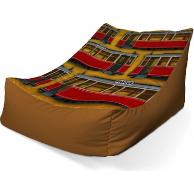 Sablio sedací vak lounge Pražské historické tramvaje Žlutý Pattern 80 x 95 x 50 cm