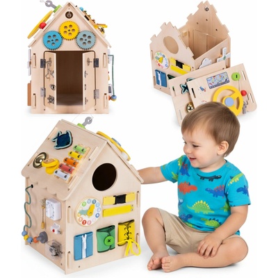 EcoToys Detský drevený manipulačný domček XXL 30 prvkov